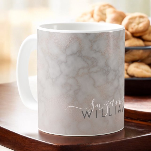 Rose Gold and Grey Elegant Marble Pattern Coffee Mug (Creator Uploaded)