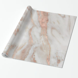 Rose-gold and grey faux marble texture wrapping paper