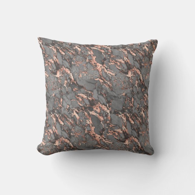 Rose Gold and Grey Marble Cushion (Front)