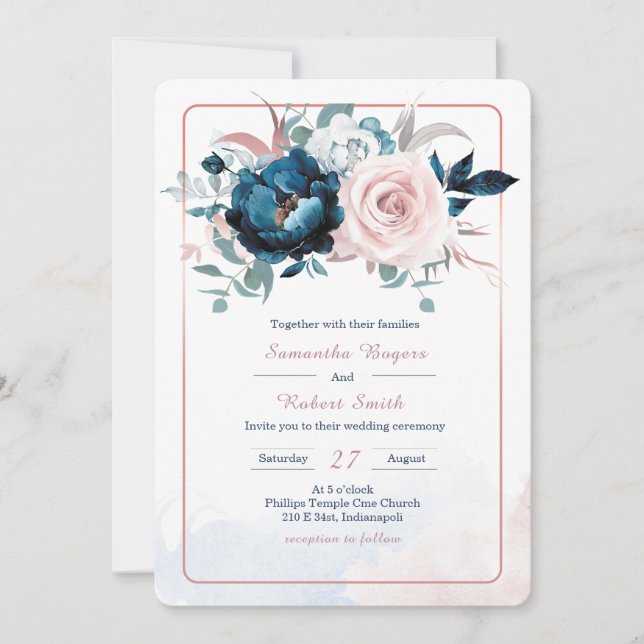 Rose Gold and Navy Blue Template (Front)