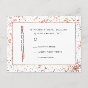 Rose Gold and Paint Splatters RSVP Postcards