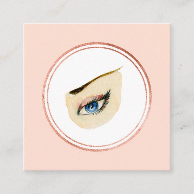 Rose Gold and Pink Beautician Social Media Icon Square Business Card (Front)