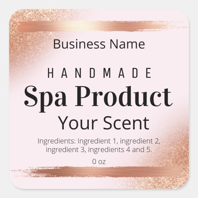 Rose Gold And Pink Body Scrub Soap Bath Bomb Label (Front)