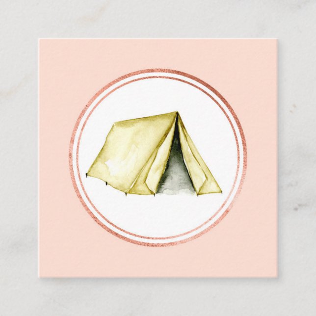 Rose Gold and Pink Event Planner Social Media Icon Square Business Card (Front)