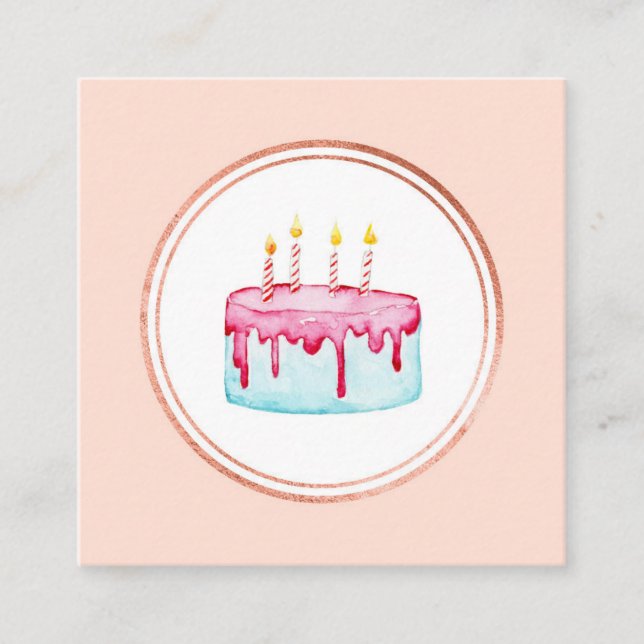 Rose Gold and Pink Event Planner Social Media Icon Square Business Card (Front)