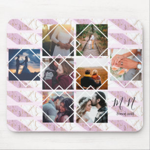 Rose gold and pink marble Personalised Custom Name Mouse Pad