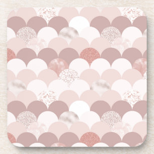 Rose Gold and Pink Tiles Coaster