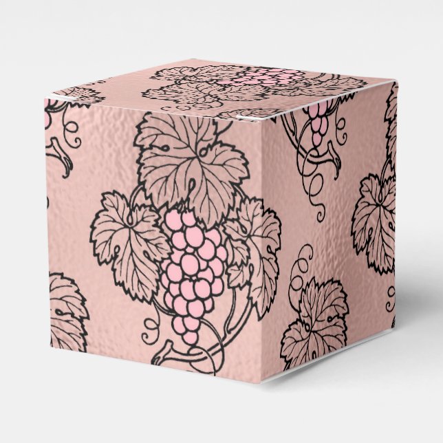 Rose Gold and Pink Wine Themed Favour Box (Front Side)