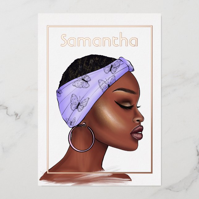 Rose Gold and Purple Afro Birthday Party (Front)