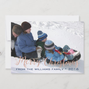 Rose Gold and Red Christmas Knit Holiday Card