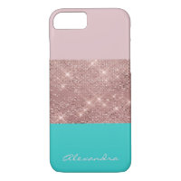 Rose Gold and Turquoise Monogrammed Colour Block
