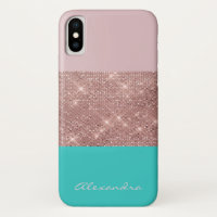Rose Gold and Turquoise Monogrammed Colour Block
