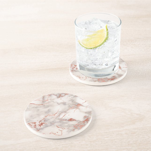 rose gold and white marble coaster (Side)