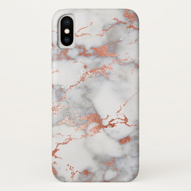 Rose Gold and White Marble Elegant Modern Case-Mate iPhone Case (Back)