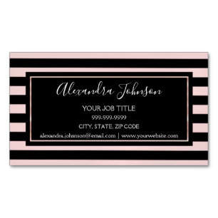 Rose Gold and White Marble Hair and Makeup Magnetic Business Card