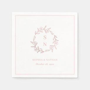 Rose Gold and White Wedding Napkins