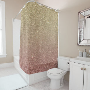 Rose Gold and Yellow Gold Glitter Mesh Shower Curtain