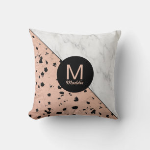 Rose Gold Animal Print with Monogram Cushion
