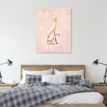 Rose Gold Art Deco Greyhound Stretched Canvas