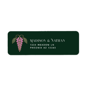Rose Gold Art Nouveau Pink Wisteria Wedding Return Address Label