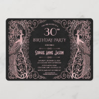 Rose Gold Art Peacocks 30th Birthday Party