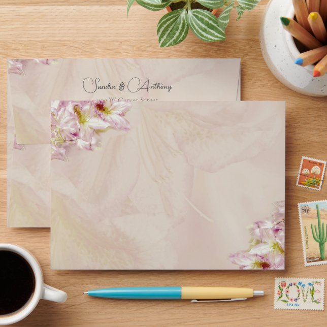 Rose Gold Azalea Wedding Envelope (Desk)