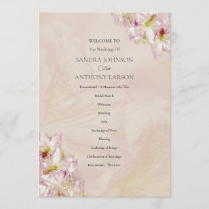 Rose Gold Azalea Wedding Program