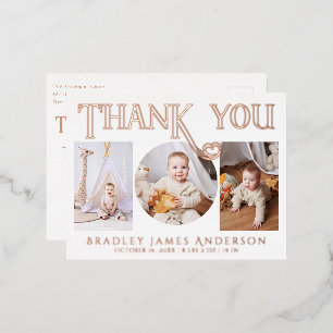 Rose Gold Baby Photo Thank You Birth Announcement