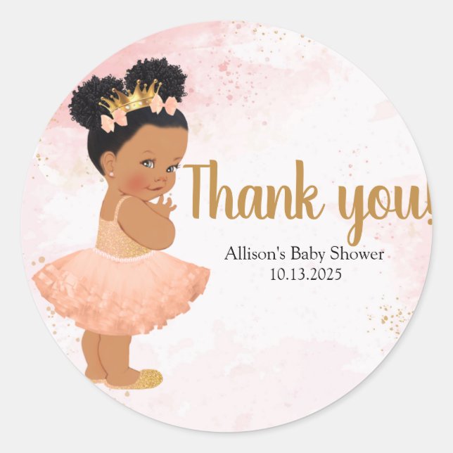 Rose gold baby princess classic round sticker (Front)