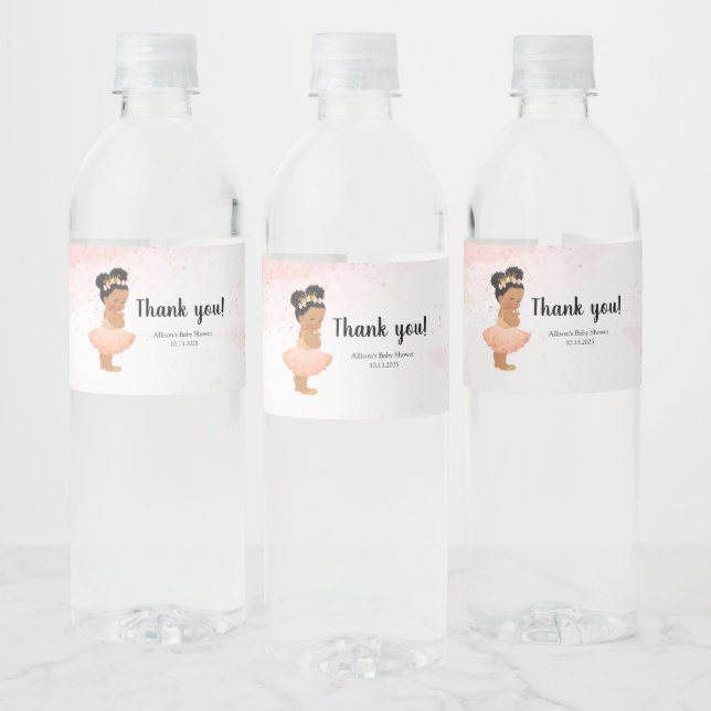 Rose gold baby princess  water bottle label (Bottles)