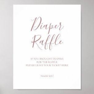 Rose Gold Baby Shower Diaper Raffle Sign