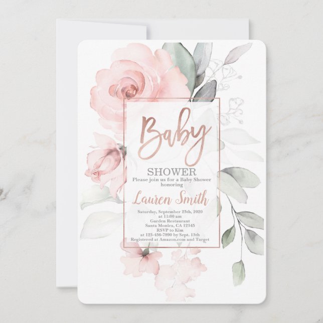 Rose gold Baby Shower Invitation (Front)