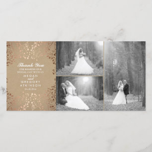 Rose Gold Baby's Breath Wedding Photo Thank You Card