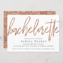 Rose Gold Bachelorette Party Invitation Glitter