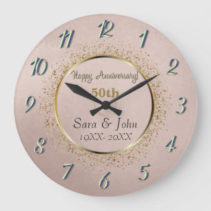 Rose gold background, golden circle elegant weddin large clock