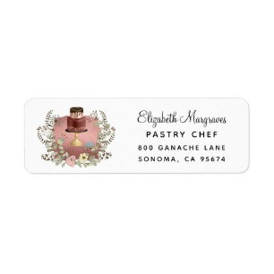 Rose Gold Baker Bakery Pastry Chef  Return Address Label