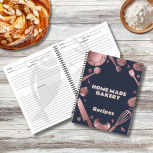 Rose Gold Baking Utensils Bakery Recipes Business Notebook