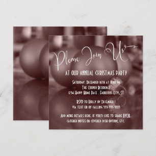 Rose Gold Ball Ornaments Photo, Christmas Party Invitation