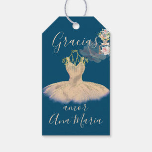 Rose Gold Ballerina Dress Perfume floral Gift Tags