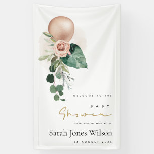 ROSE GOLD BALLOON PEACH FLORAL BUNCH BABY SHOWER BANNER