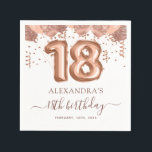 Rose Gold Balloons 18th Birthday Party Napkin<br><div class="desc">Get ready to celebrate your 18th birthday with a delightful twist of humour and style using our Rose Gold Blush Pink Balloons Confetti Birthday Party Paper Napkins. These napkins are more than just party essentials; they're here to add a playful touch to your milestone celebration. The elegant blush pink and...</div>