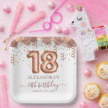 Rose Gold Balloons 18th Birthday Party Paper Plate<br><div class="desc">Elevate your 18th birthday feast with a hilarious twist using our Rose Gold Blush Pink Balloons Confetti Birthday Party Paper Plates. These plates aren't just for serving your favourite party foods; they're here to add a playful touch to your milestone celebration. The elegant blush pink and rose gold design exudes...</div>