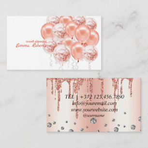 Rose Gold Balloons Event Planning Business card