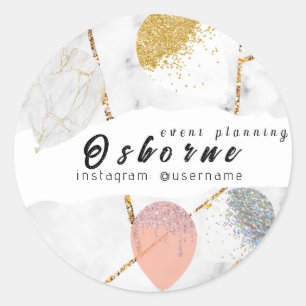 Rose Gold Balloons Event Planning Classic Round Sticker