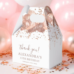 Rose Gold Balloons Thank You 13th Birthday Party  Favour Box