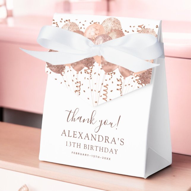 Rose Gold Balloons Thank You 13th Birthday Party  Favour Box (Creator Uploaded)