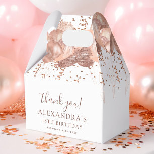 Rose Gold Balloons Thank You 18th Birthday Party  Favour Box