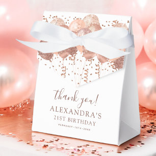 Rose Gold Balloons Thank You 21st Birthday Party  Favour Box