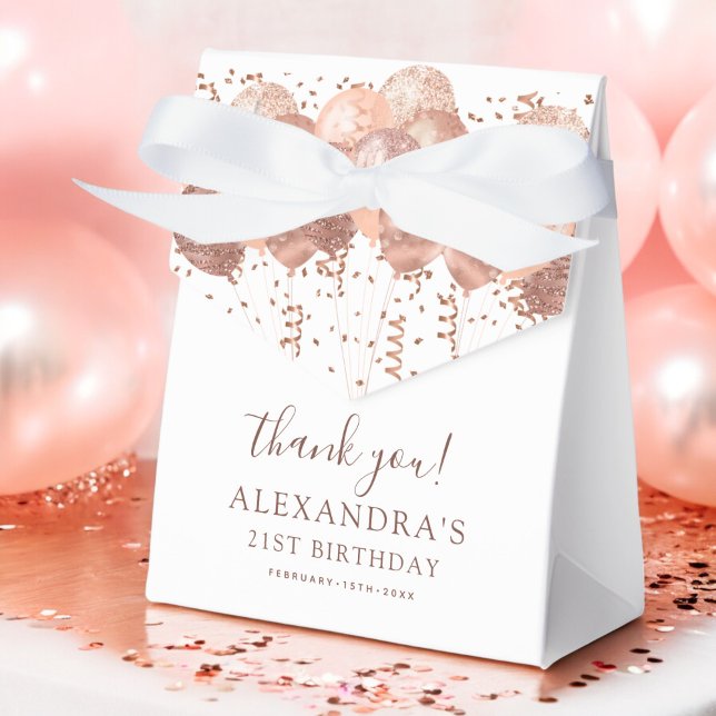 Rose Gold Balloons Thank You 21st Birthday Party  Favour Box (Creator Uploaded)