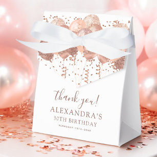 Rose Gold Balloons Thank You 30th Birthday Party  Favour Box